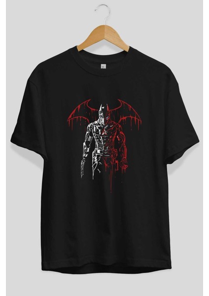 Batman (14) Ön Baskılı Siyah Oversize T-Shirt Bisiklet Yaka Erkek Kadın fiyatları