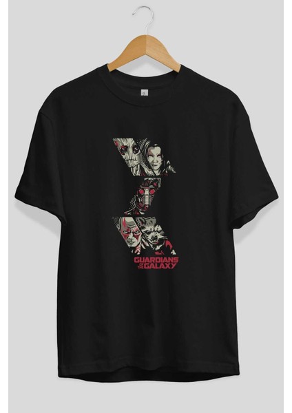 Guardians Of The Galaxy (2) Ön Baskılı Siyah Oversize T-Shirt Bisiklet Yaka Erkek Kadın fiyatları