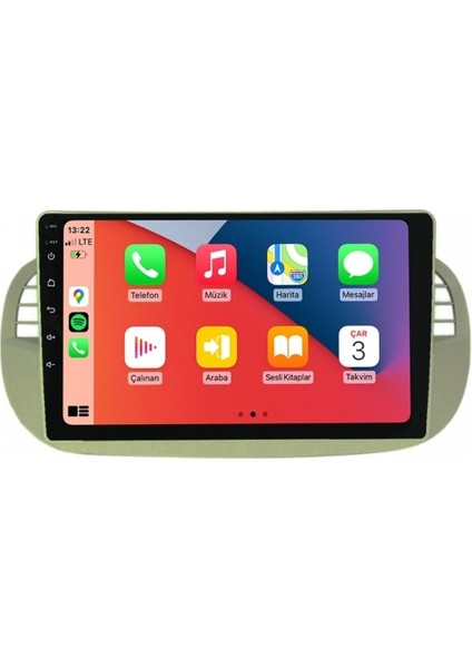 Fiat 500 / 500C Beyaz 2011-2015 6 GB Ram 64 GB Hafıza 9 Inç Android Auto ve Carplay Multimedya Sistemi