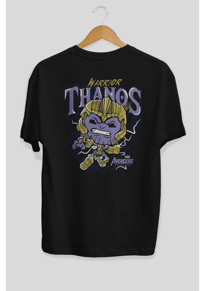 Thanos (2) Arka Baskılı Siyah Oversize T-Shirt Bisiklet Yaka Pamuk Erkek Kadın fiyatları