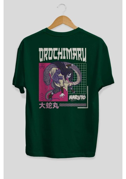 Orochimaru Arka Baskılı Zümrüt Yeşili Oversize T-Shirt Erkek Kadın Bisiklet Yaka fiyatları