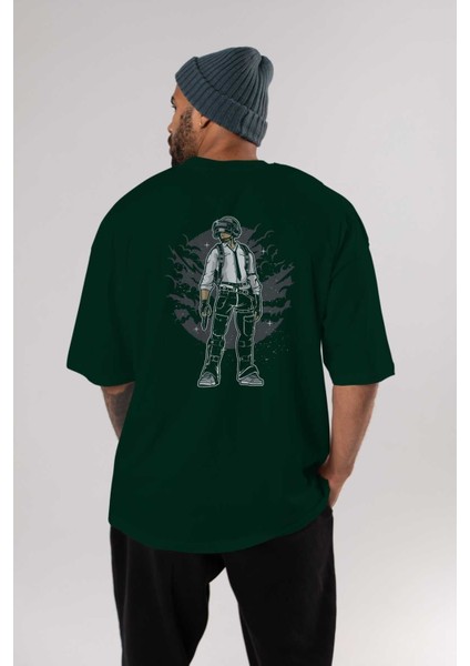 Pubg Arka Baskılı Zümrüt Yeşili Oversize T-Shirt Erkek Kadın Bisiklet Yaka indirimleri