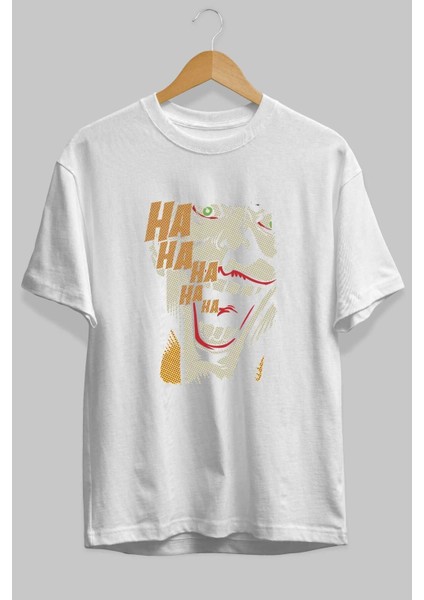 Joker (7) Ön Baskılı Beyaz Oversize T-Shirt Bisiklet Yaka Erkek Kadın fiyatları