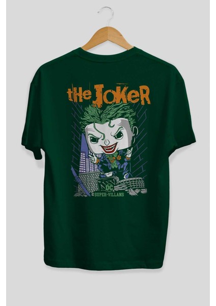 Joker (6) Arka Baskılı Zümrüt Yeşili Oversize T-Shirt Bisiklet Yaka Erkek Kadın fiyatları