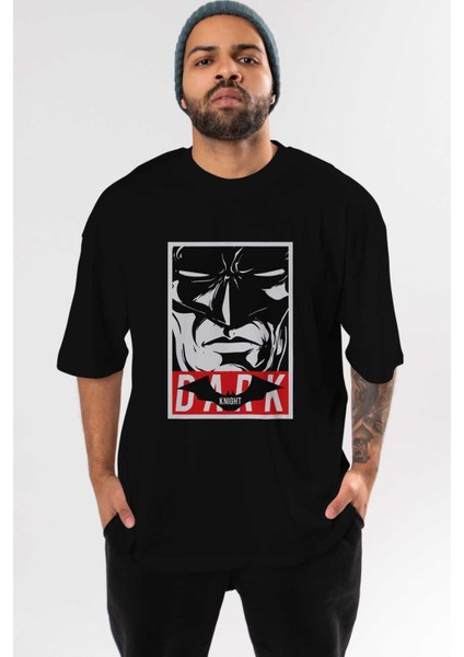 Batman (23) Ön Baskılı Siyah Oversize T-Shirt Bisiklet Yaka Erkek Kadın