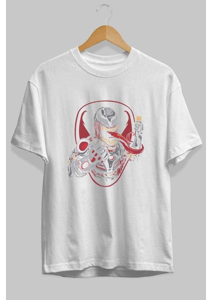 Venom (17) Ön Baskılı Beyaz Oversize T-Shirt Bisiklet Yaka Erkek Kadın fiyatları