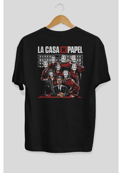 La Casa De Papel (5) Arka Baskılı Siyah Oversize T-Shirt Bisiklet Yaka Pamuk Erkek Kadın fiyatları
