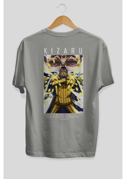 Kizaru Arka Baskılı Gri Oversize T-Shirt Unisex Erkek Kadın Bisiklet Yaka fiyatları