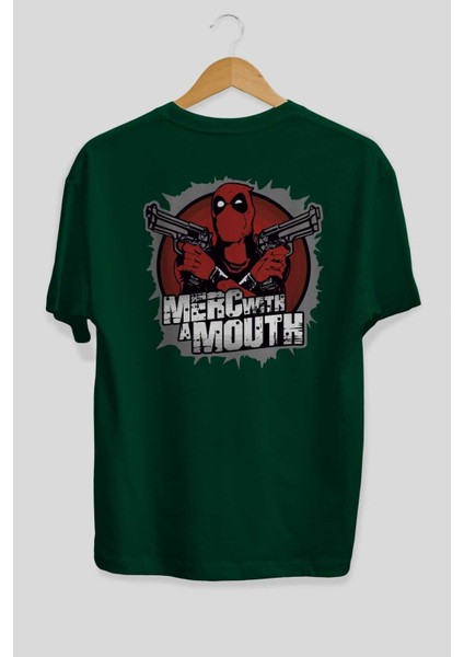 Deadpool (13) Arka Baskılı Zümrüt Yeşili Oversize T-Shirt Bisiklet Yaka Erkek Kadın fiyatları