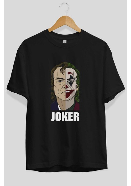 Joker (8) Ön Baskılı Siyah Oversize T-Shirt Bisiklet Yaka Erkek Kadın fiyatları