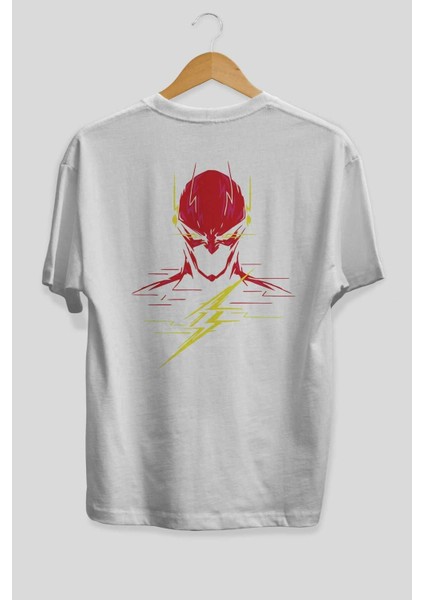 Flash Avengers (2) Arka Baskılı Beyaz Oversize T-Shirt Bisiklet Yaka Pamuk Erkek Kadın fiyatları