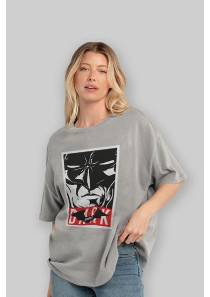 Batman (23) Ön Baskılı Gri Oversize T-Shirt Bisiklet Yaka Pamuk Erkek Kadın fırsatları