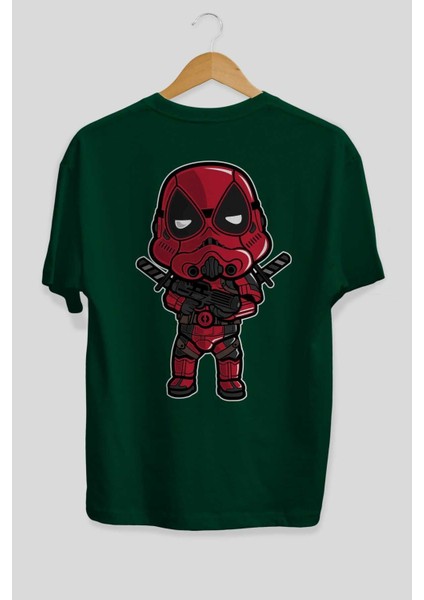 Deadpool (22) Arka Baskılı Zümrüt Yeşili Oversize T-Shirt Bisiklet Yaka Erkek Kadın fiyatları