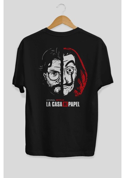 La Casa De Papel (9) Arka Baskılı Siyah Oversize T-Shirt Bisiklet Yaka Pamuk Erkek Kadın fiyatları