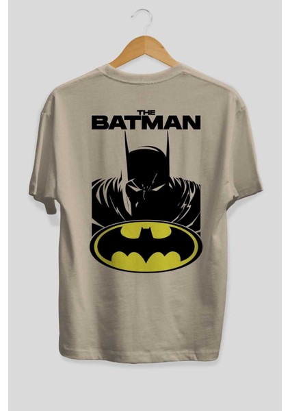 Batman (21) Arka Baskılı Bej Oversize T-Shirt Bisiklet Yaka Pamuk Erkek Kadın fiyatları