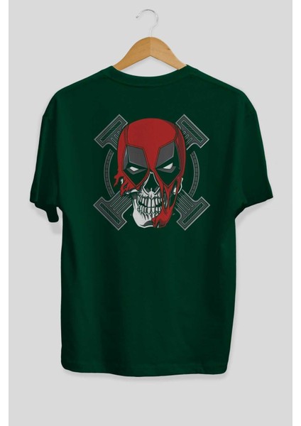Deadpool (7) Arka Baskılı Zümrüt Yeşili Oversize T-Shirt Bisiklet Yaka Erkek Kadın fiyatları