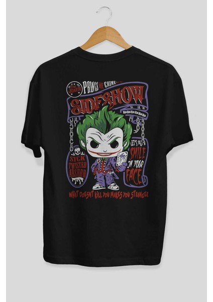 Joker (4) Arka Baskılı Siyah Oversize T-Shirt Bisiklet Yaka Pamuk Erkek Kadın fiyatları