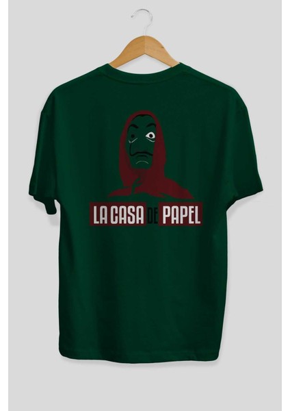 La Casa De Papel (1) Arka Baskılı Zümrüt Yeşili Oversize T-Shirt Bisiklet Yaka Erkek Kadın fiyatları