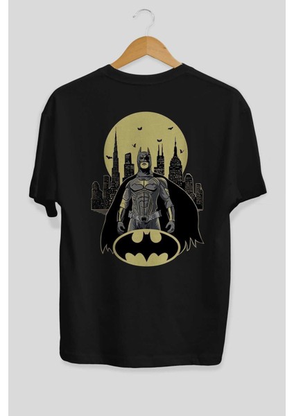 Batman 6 Arka Baskılı Siyah Oversize T-Shirt Bisiklet Yaka Pamuk Erkek Kadın fiyatları