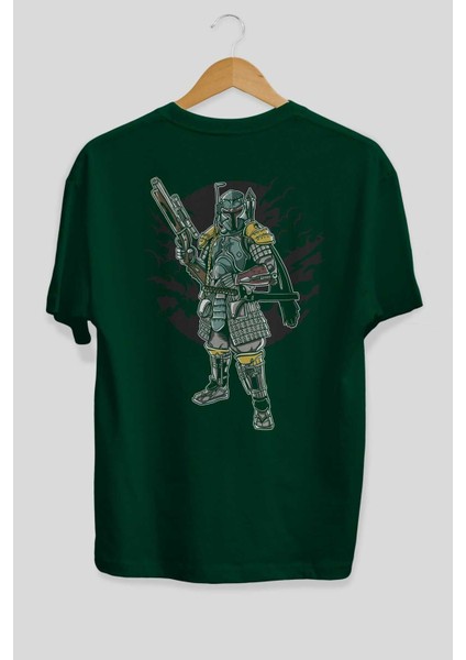 Ronin Hunter Arka Baskılı Zümrüt Yeşili Oversize T-Shirt Erkek Kadın Bisiklet Yaka fiyatları