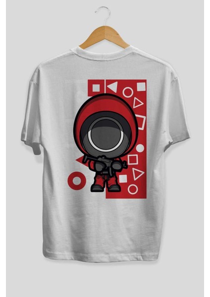 Squid Game (4) Arka Baskılı Beyaz Oversize T-Shirt Bisiklet Yaka Pamuk Erkek Kadın fiyatları