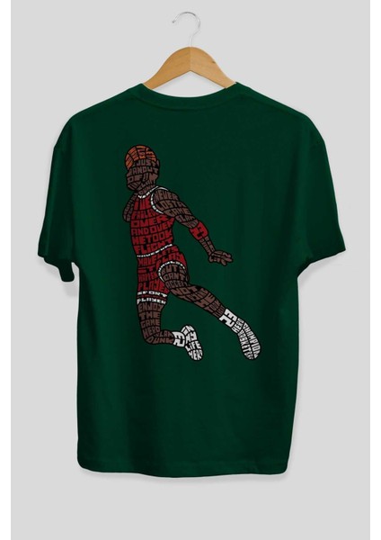 Slamdunk Arka Baskılı Zümrüt Yeşili Oversize T-Shirt Erkek Kadın Bisiklet Yaka fiyatları