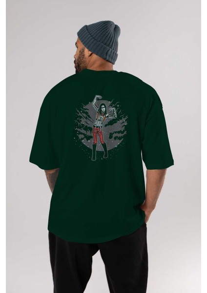 Marilyn Manson Arka Baskılı Zümrüt Yeşili Oversize T-Shirt Unisex Erkek Kadın Bisiklet Yaka indirimleri