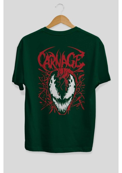 Venom (22) Arka Baskılı Zümrüt Yeşili Oversize T-Shirt Bisiklet Yaka Erkek Kadın fiyatları