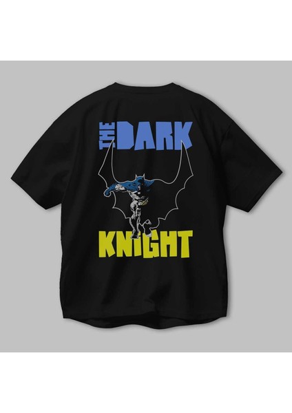 Batman (16) Arka Baskılı Siyah Oversize T-Shirt Bisiklet Yaka Pamuk Erkek Kadın modelleri