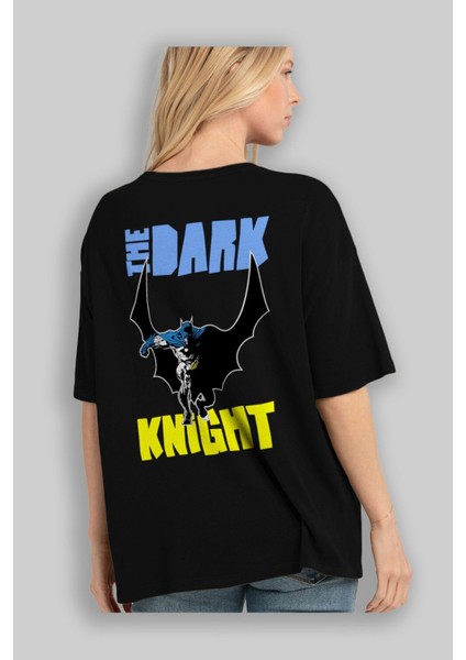 Batman (16) Arka Baskılı Siyah Oversize T-Shirt Bisiklet Yaka Pamuk Erkek Kadın fırsatları