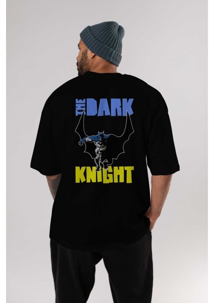 Batman (16) Arka Baskılı Siyah Oversize T-Shirt Bisiklet Yaka Pamuk Erkek Kadın indirimleri