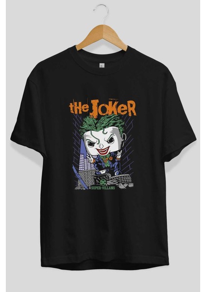 Joker (6) Ön Baskılı Siyah Oversize T-Shirt Bisiklet Yaka Erkek Kadın fiyatları