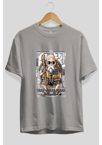 Roshi New Anime Ön Baskılı Gri Oversize T-Shirt %100 Pamuk Erkek Kadın fiyatları