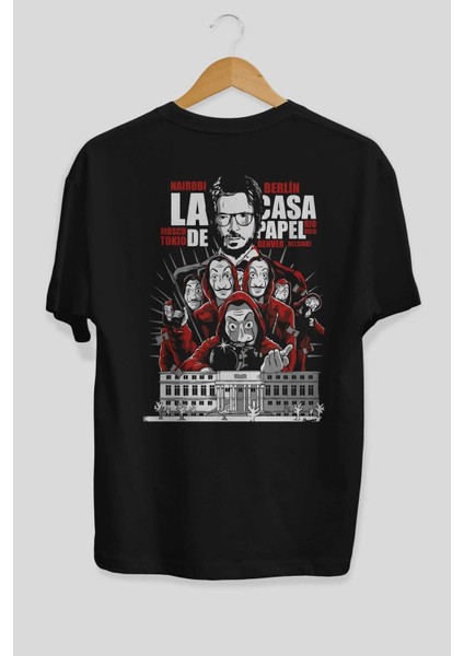La Casa De Papel (2) Arka Baskılı Siyah Oversize T-Shirt Bisiklet Yaka Pamuk Erkek Kadın fiyatları