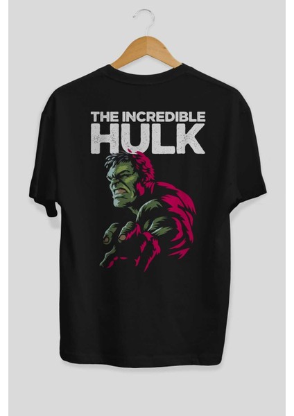 Hulk (10) Arka Baskılı Siyah Oversize T-Shirt Bisiklet Yaka Pamuk Erkek Kadın fiyatları