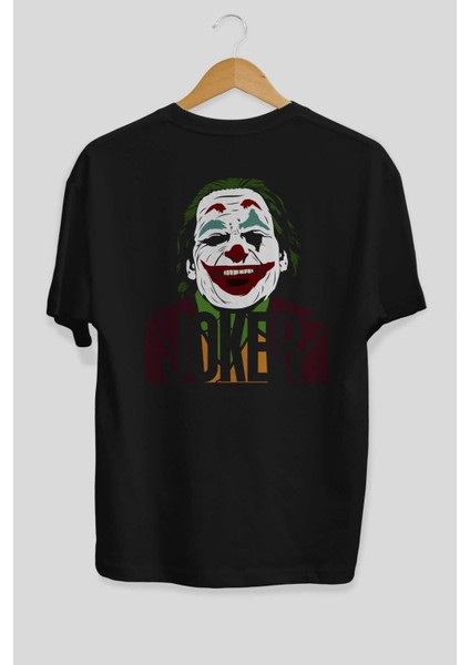 Joker (10) Arka Baskılı Siyah Oversize T-Shirt Bisiklet Yaka Pamuk Erkek Kadın fiyatları