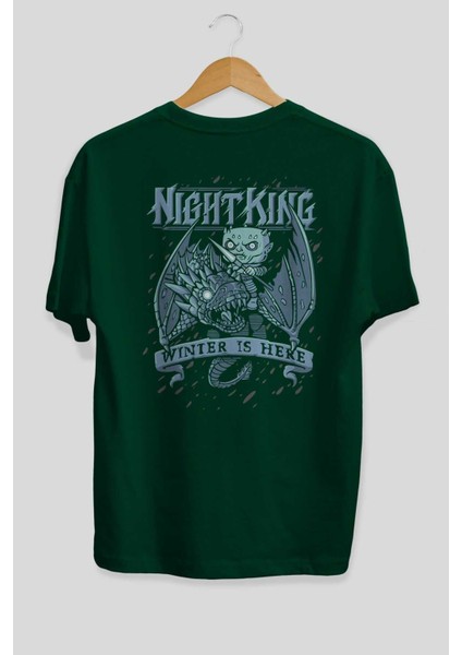 Game Of Thrones Gece Kralı Arka Baskılı Zümrüt Yeşili Oversize T-Shirt Bisiklet Yaka Erkek Kadın fiyatları
