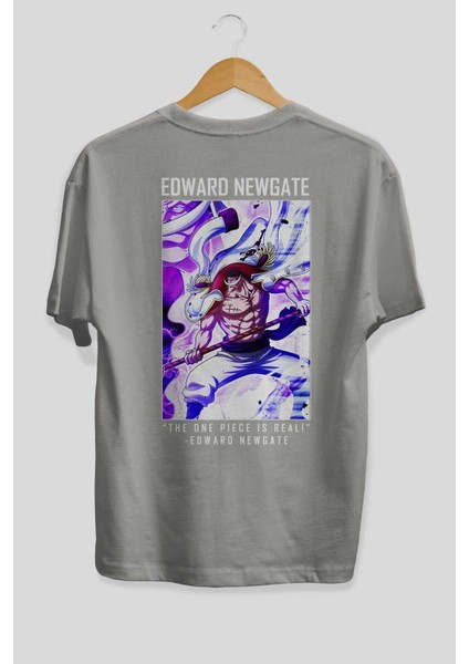 Edward Newgate Arka Baskılı Gri Oversize T-Shirt Unisex Erkek Kadın Bisiklet Yaka fiyatları