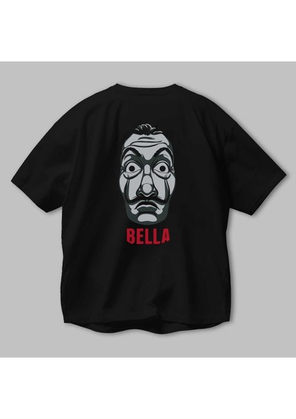 La Casa De Papel (12) Arka Baskılı Siyah Oversize T-Shirt Bisiklet Yaka Pamuk Erkek Kadın modelleri
