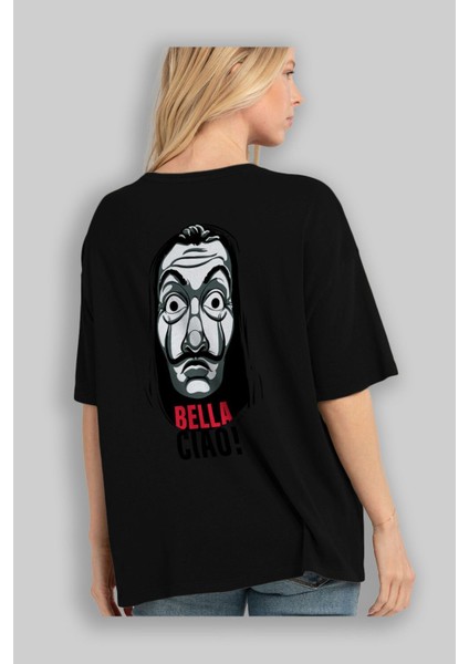 La Casa De Papel (12) Arka Baskılı Siyah Oversize T-Shirt Bisiklet Yaka Pamuk Erkek Kadın fırsatları