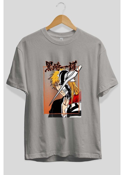 Thelust Anime Ön Baskılı Gri Oversize T-Shirt %100 Pamuk Erkek Kadın fiyatları