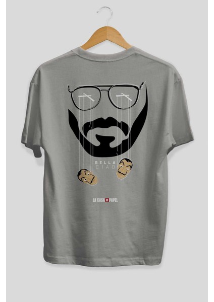 La Casa De Papel (11) Arka Baskılı Gri Oversize T-Shirt Bisiklet Yaka Pamuk Erkek Kadın fiyatları