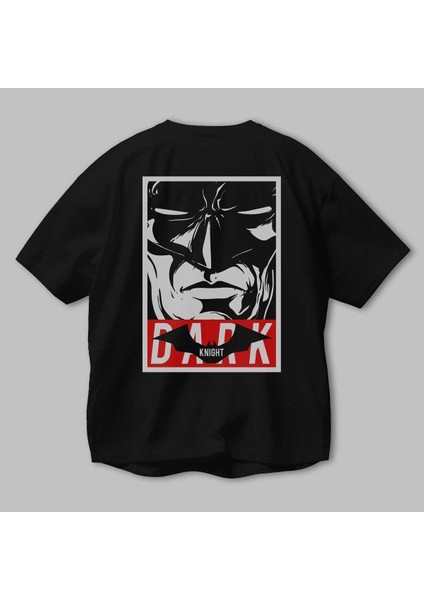 Batman (23) Arka Baskılı Siyah Oversize T-Shirt Bisiklet Yaka Pamuk Erkek Kadın modelleri