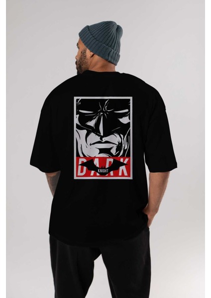 Batman (23) Arka Baskılı Siyah Oversize T-Shirt Bisiklet Yaka Pamuk Erkek Kadın indirimleri