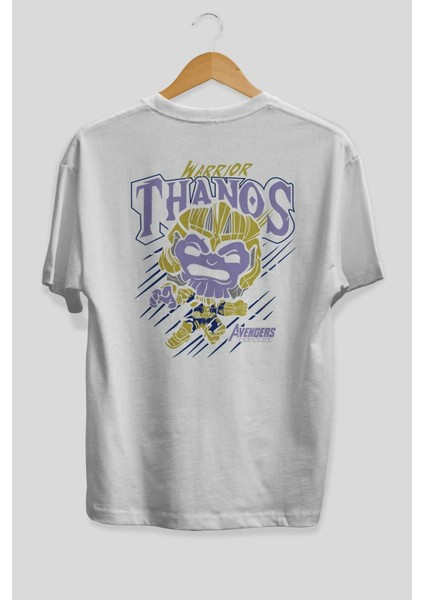 Thanos (2) Arka Baskılı Beyaz Oversize T-Shirt Bisiklet Yaka Pamuk Erkek Kadın fiyatları