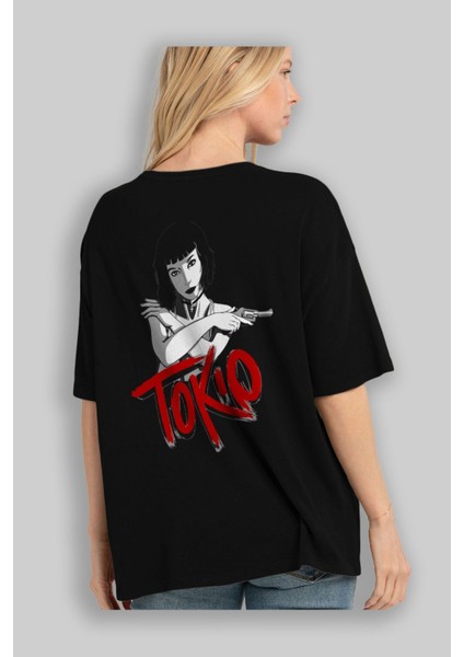 La Casa De Papel (10) Arka Baskılı Siyah Oversize T-Shirt Bisiklet Yaka Pamuk Erkek Kadın