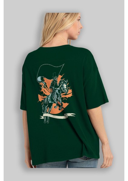 Plague Doctor Arka Baskılı Zümrüt Yeşili Oversize T-Shirt Erkek Kadın Bisiklet Yaka fırsatları