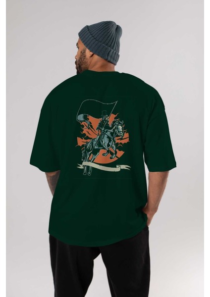 Plague Doctor Arka Baskılı Zümrüt Yeşili Oversize T-Shirt Erkek Kadın Bisiklet Yaka indirimleri