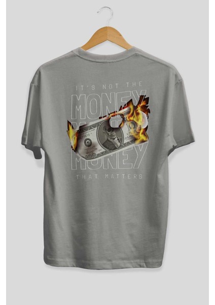 Teddy Bear Its Not The Money Arka Baskılı Gri Oversize T-Shirt Unisex Erkek Kadın Bisiklet Yaka fiyatları