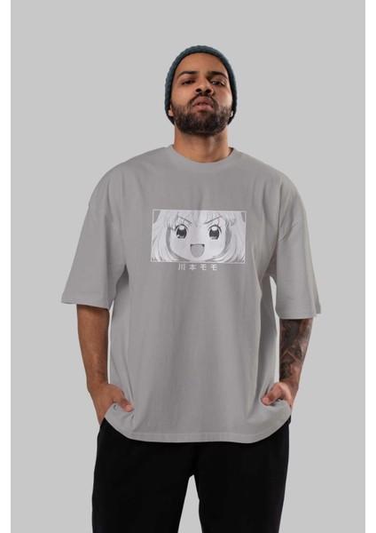 Momo Kawamoto 1 Anime Ön Baskılı Gri Oversize T-Shirt %100 Pamuk Erkek Kadın indirimleri